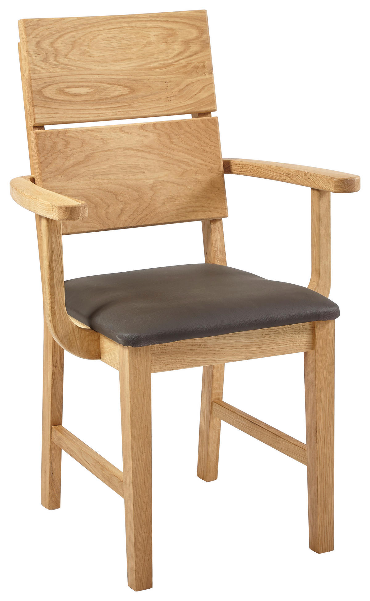 STOLICA S NASLONOM ZA RUKE  tamno smeđa  drvo, tekstil      - tamno smeđa/boje hrasta, Natur, drvo/tekstil (52/95/58cm) - Linea Natura