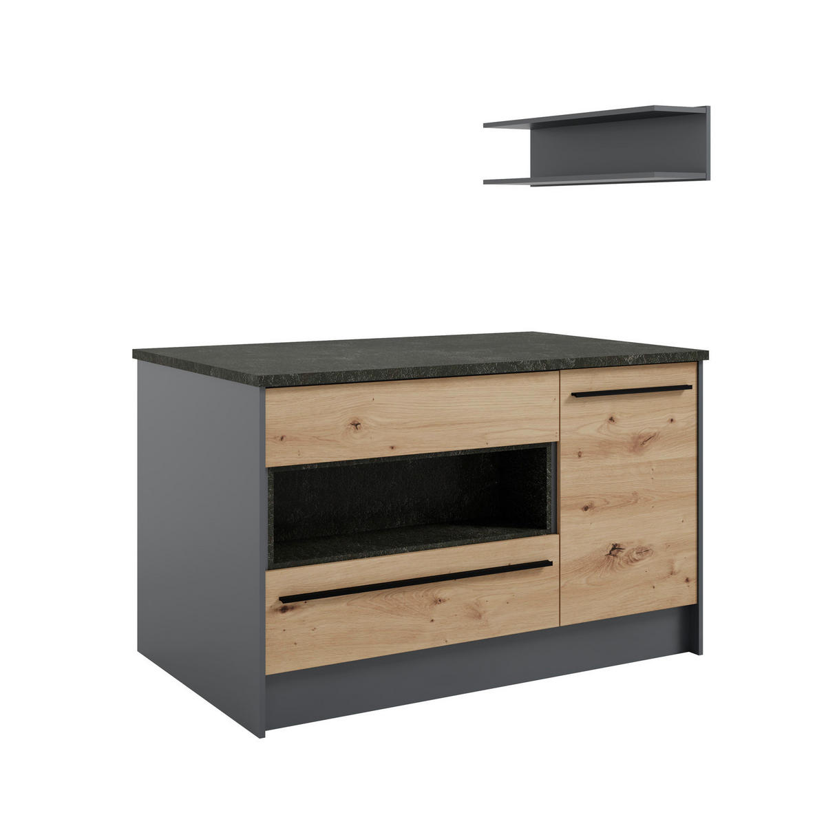 KÖKSÖ   i antracit, ek Artisan  - svart/ek Artisan, Basics, trämaterial/plast (145/90/90cm) - MID.YOU