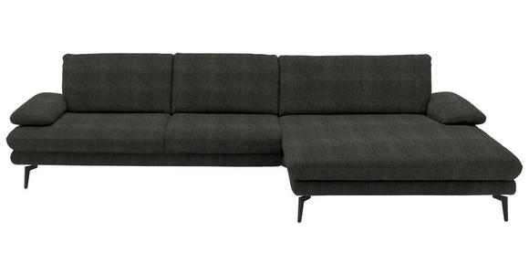 ECKSOFA  in Velours Dunkelgrau  310/180 cm  - Dunkelgrau/Schwarz, Design, Textil/Metall (310/180cm) - Dieter Knoll