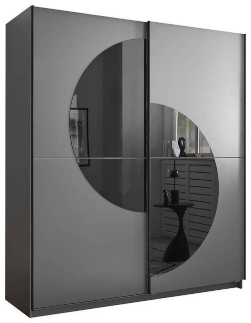 SCHIEBETÜRENSCHRANK 170,2/196,7/56 cm 2-türig  - Graphitfarben, MODERN, Glas/Holzwerkstoff (170,2/196,7/56cm) - Livetastic