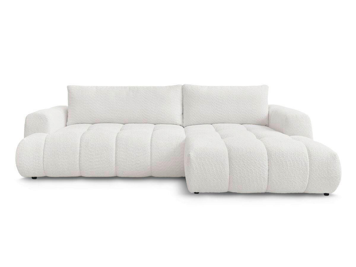 ECKSCHLAFSOFA FUJI Bouclé Weiß  inkl.  - Schwarz/Weiß, MODERN, Kunststoff/Textil (292/160cm)