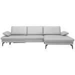 ECKSOFA Dieter Knoll in Echtleder Weiß  325/157 cm  - Schwarz/Weiß, Design, Leder/Metall (325/157cm) - Dieter Knoll