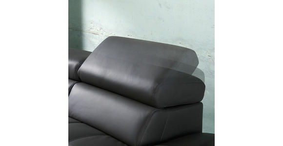 WOHNLANDSCHAFT Anthrazit Echtleder - Chromfarben/Anthrazit, Design, Leder (291/226cm) - Novel
