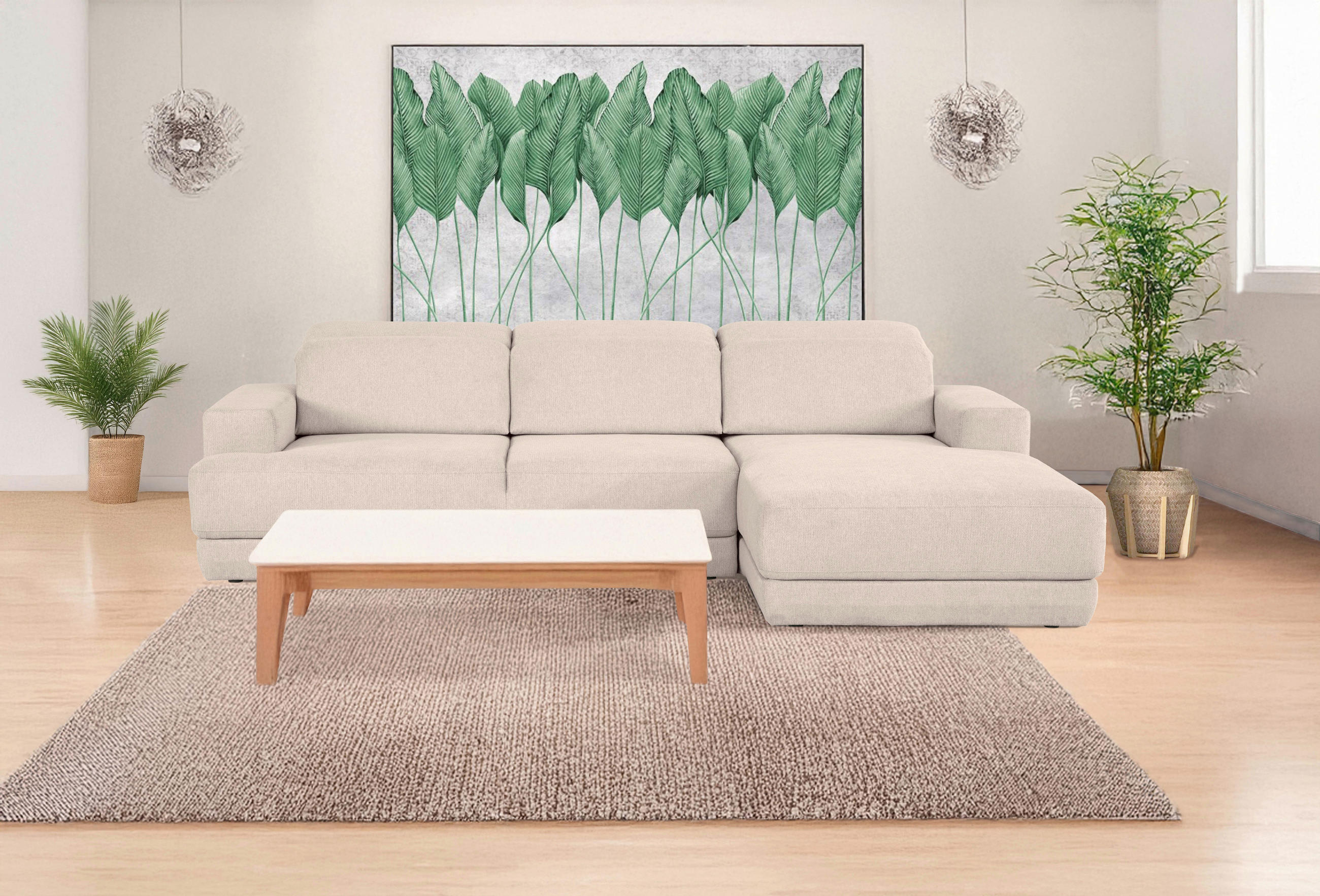 ECKSOFA in Webstoff Beige  204/293 cm  - Beige/Schwarz, Design, Kunststoff/Textil (204/293cm) - MID.YOU