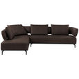 ECKSOFA Palio in Echtleder Dunkelbraun  237/302 cm  - Dunkelbraun/Schwarz, Design, Leder/Metall (237/302cm) - Dieter Knoll