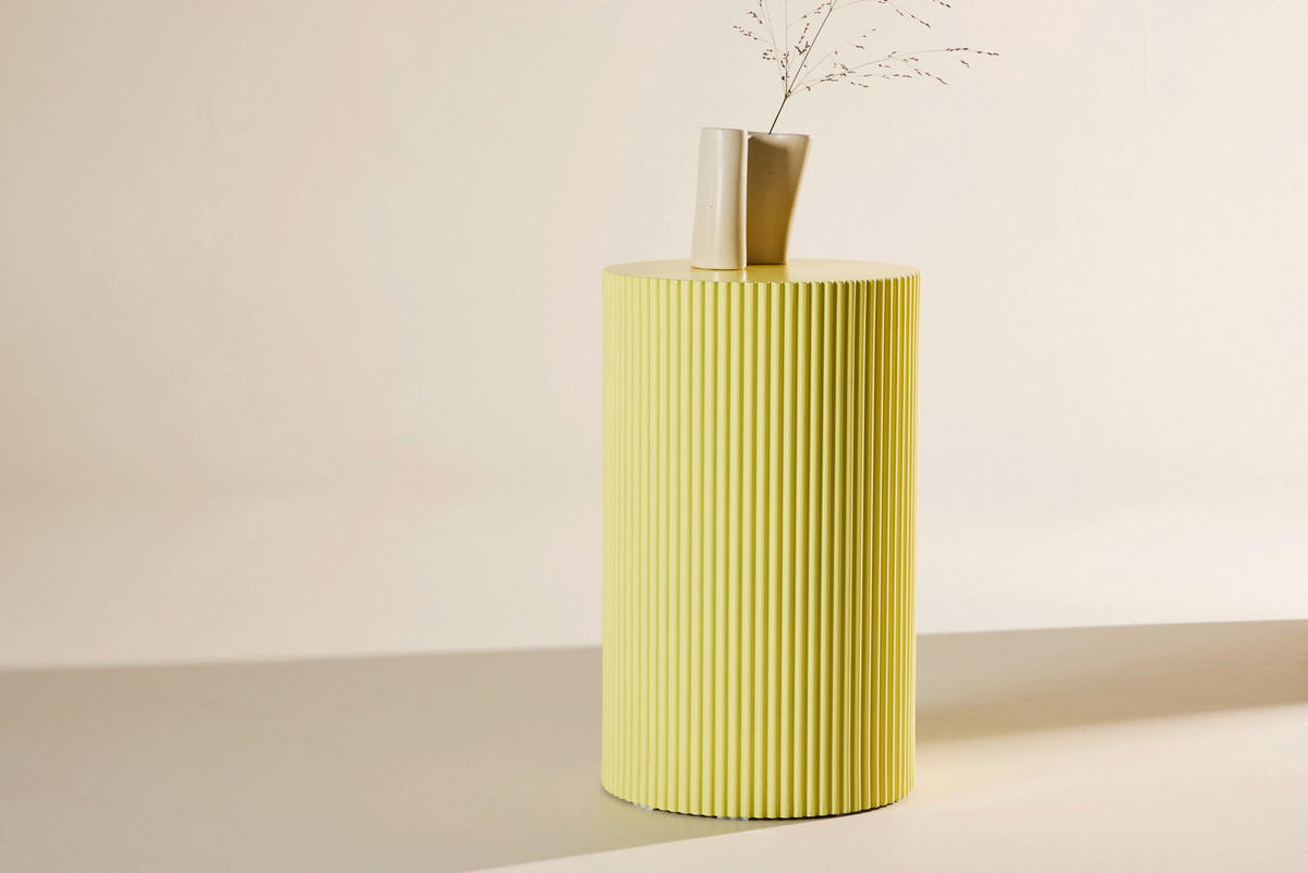 BEISTELLTISCH Pappel Hellgelb rund  - Hellgelb, MODERN, Holz (30,5/40cm) - Livetastic