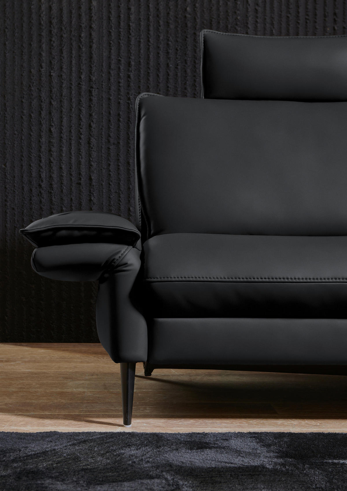 ECKSOFA in Echtleder Schieferfarben  - Schieferfarben/Schwarz, Design, Leder/Metall (334/172cm) - Valdera