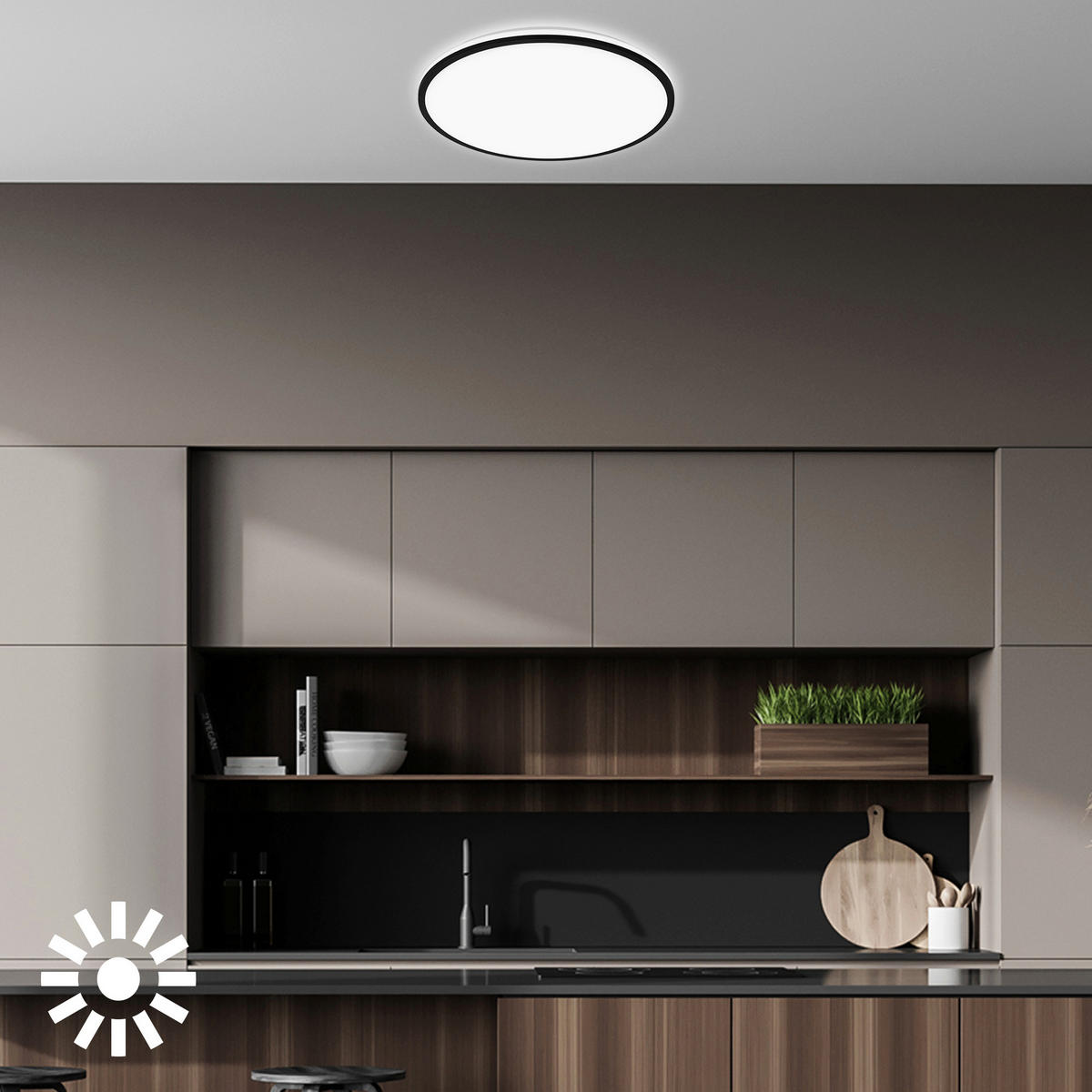 LED-DECKENLEUCHTE Pulap A 33/6 cm   - Schwarz, Basics, Kunststoff (33/6cm) - Briloner