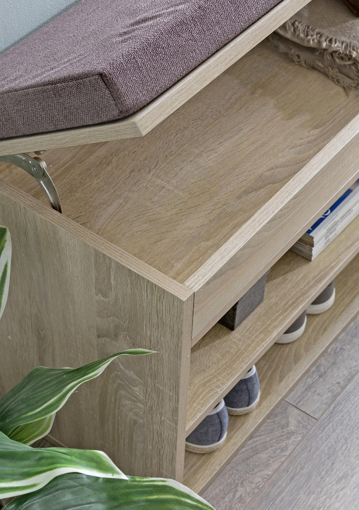 KLOP S PROSTOROM ZA ČEVLJE hrast sonoma - hrast sonoma/rjava, Konvencionalno, leseni material/tekstil (104/51/32cm) - MID.YOU