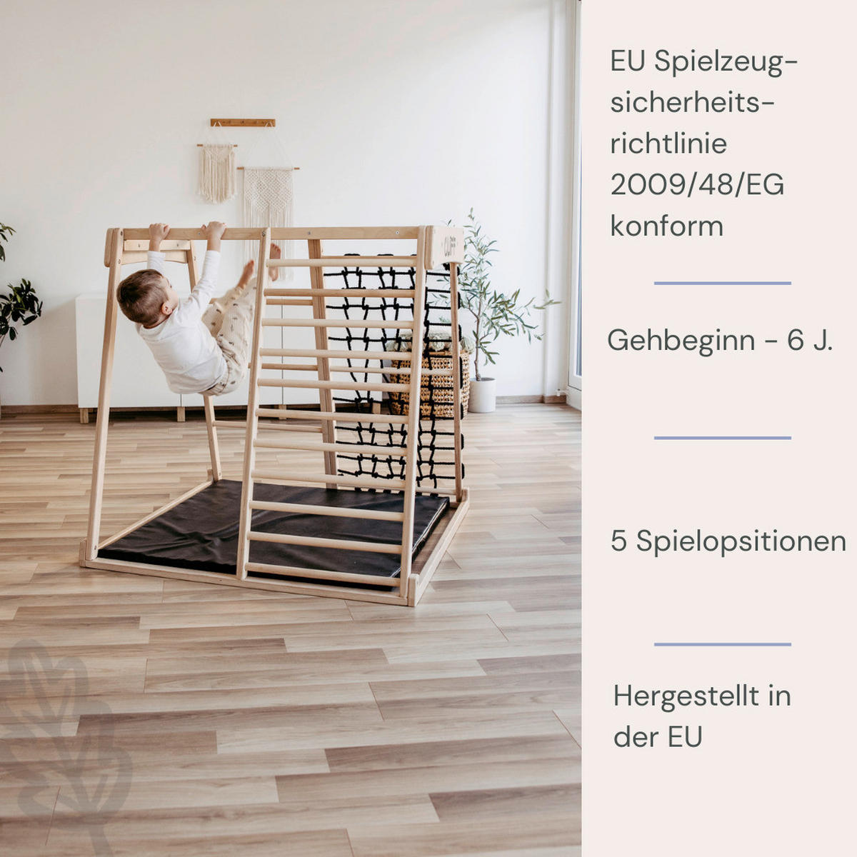 KLETTERGERÜST - Schwarz/Weiß, Basics, Holz (113/115/110cm) - CLIFF