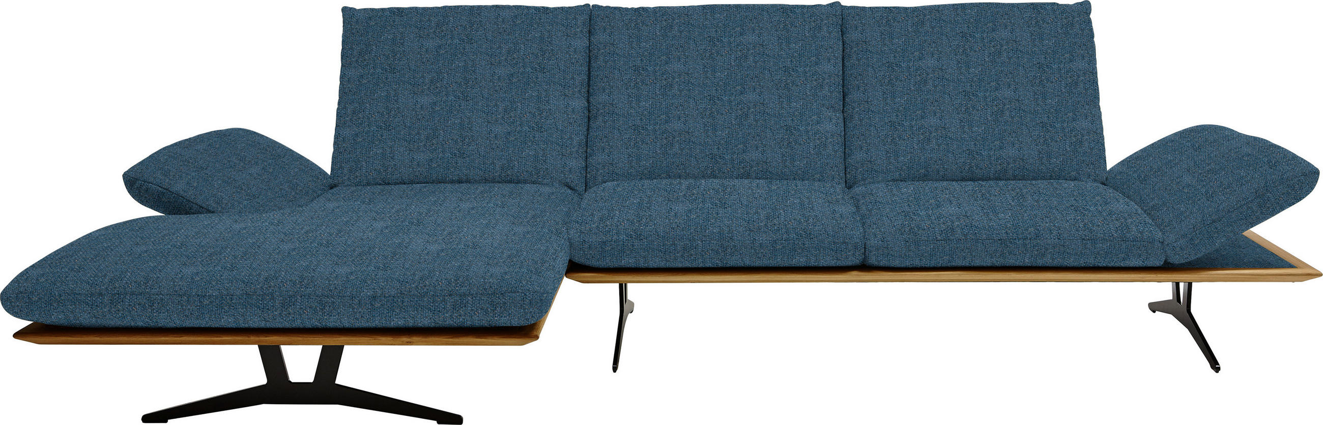ECKSOFA in Flachgewebe Blau  159/314 cm  - Blau/Schwarz, Design, Holz/Textil (159/314cm) - Dieter Knoll