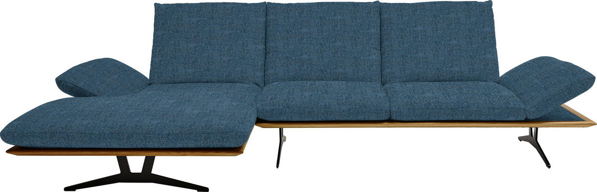 ECKSOFA in Flachgewebe Blau  159/314 cm  - Blau/Schwarz, Design, Holz/Textil (159/314cm) - Dieter Knoll