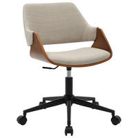 OTOČNÁ STOLIČKA, vzhľad ľanu, béžová, farba vlašského orecha - farba vlašského orecha/béžová, Modern, kov/drevo (51/78/88/57cm) - MID.YOU