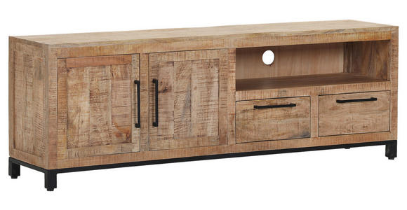 LOWBOARD RIO  in 180/60/40 cm  - Schwarz/Naturfarben, Design, Holz/Metall (180/60/40cm) - Landscape