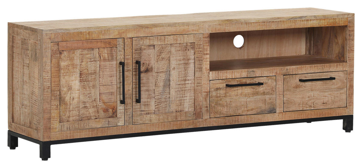 LOWBOARD RIO  in 180/60/40 cm  - Schwarz/Naturfarben, Design, Holz/Metall (180/60/40cm) - Landscape