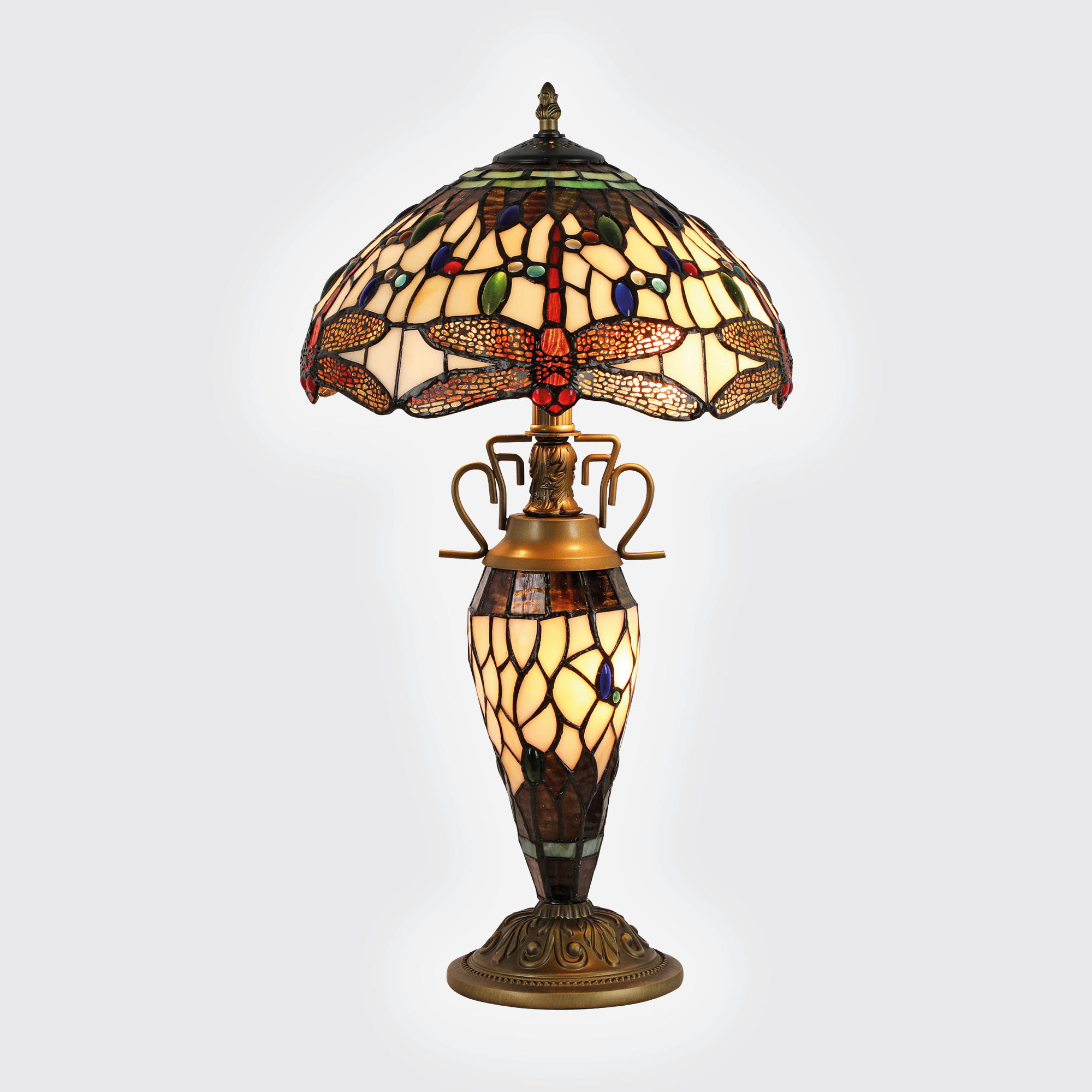 ASZTALI LÁMPA - barna/többszínű, Basics, Üveg/fém (30/56/30cm)