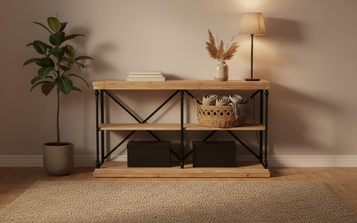 REGAL  162/86/43 cm Schwarz, Tannenholzfarben  - Tannenholzfarben/Schwarz, Design, Holz/Metall (162/86/43cm) - Landscape