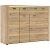 SCHUHSCHRANK 136/100/38 cm  - Eichefarben/Schwarz, KONVENTIONELL, Holzwerkstoff (136/100/38cm) - Xora