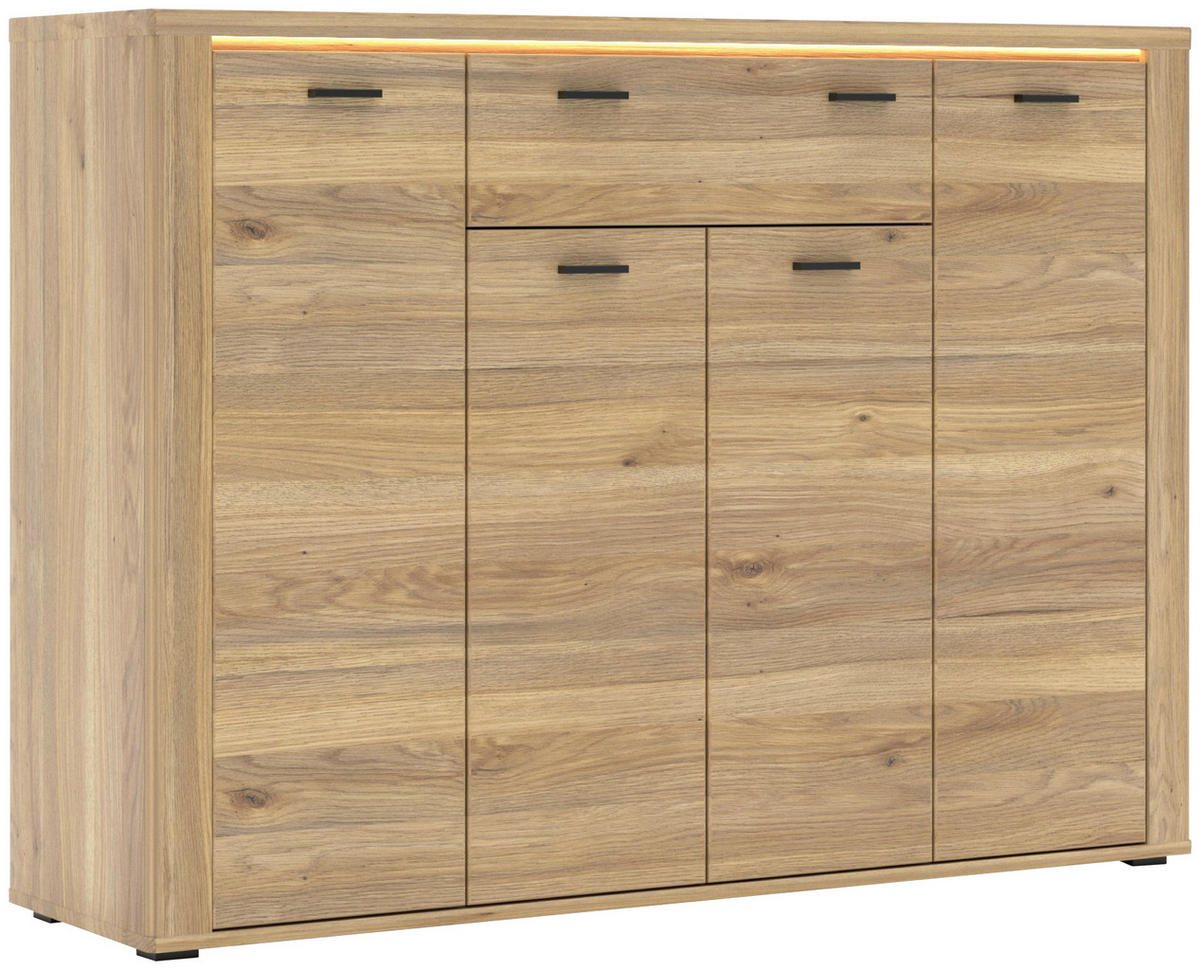 SCHUHSCHRANK 136/100/38 cm  - Eichefarben/Schwarz, KONVENTIONELL, Holzwerkstoff (136/100/38cm) - Xora