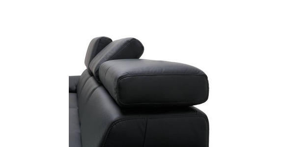 ECKSOFA in Echtleder Schwarz  - Schwarz, Design, Leder/Metall (187/295cm) - Novel