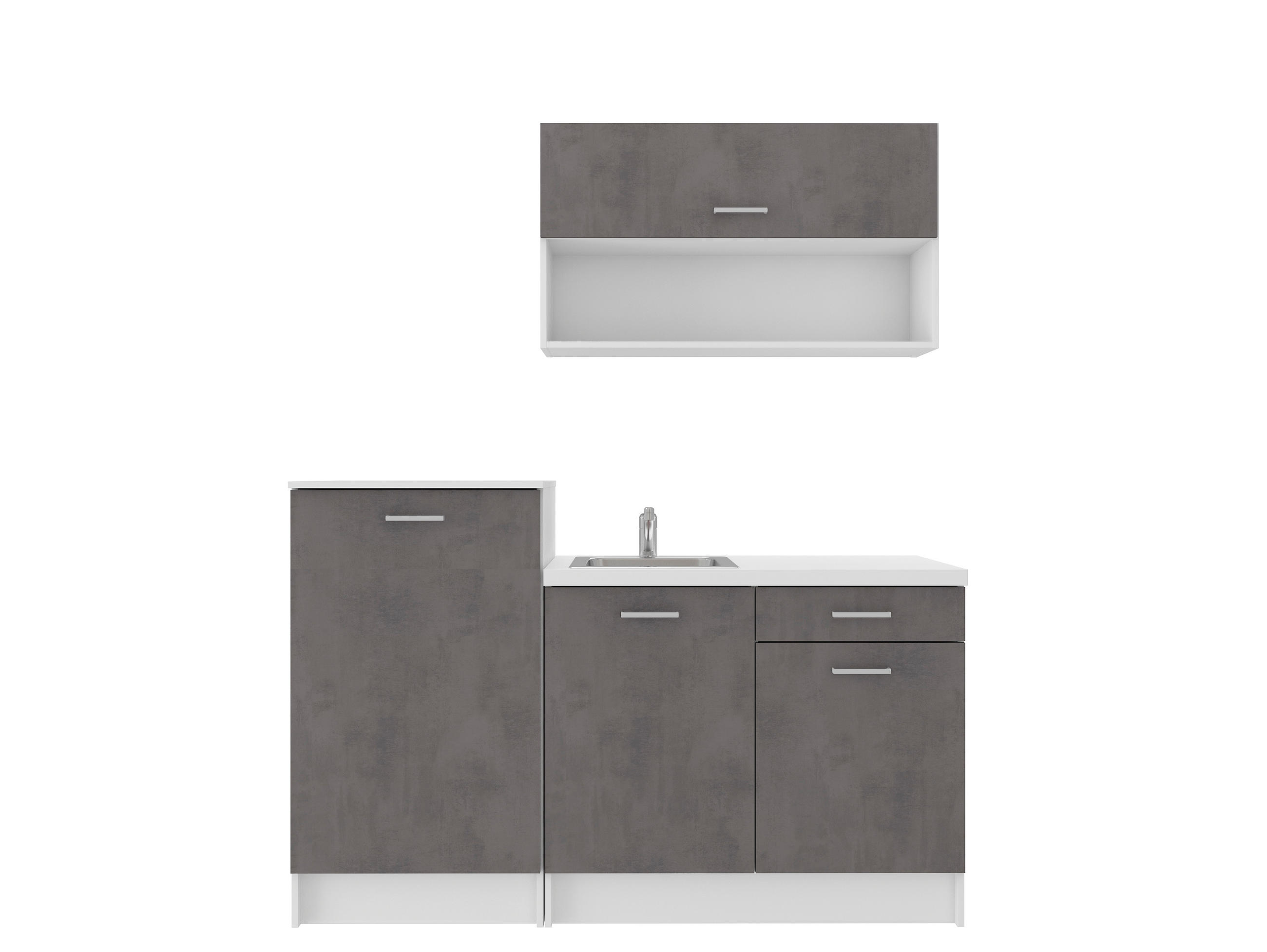 MINIKÜCHE 160 cm   in Grau  - Weiß/Grau, Design, Holzwerkstoff/Kunststoff (160cm) - P & B