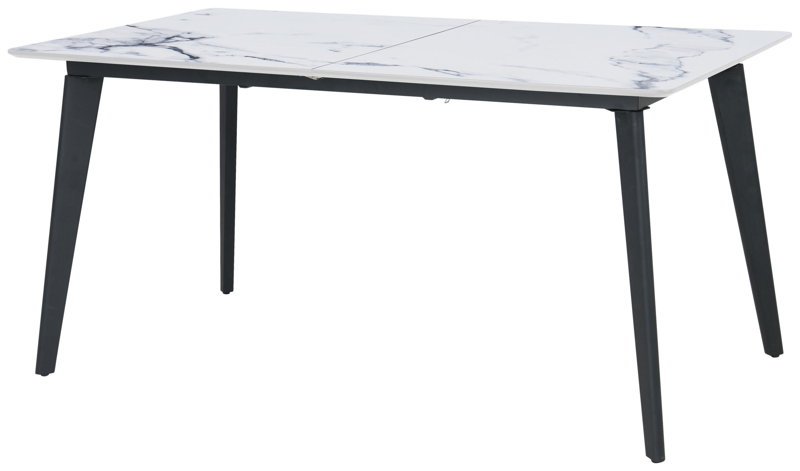 ESSTISCH Weiß rechteckig  ausziehbar  - Schwarz/Weiß, LIFESTYLE, Holzwerkstoff/Metall (180/220/75/100cm) - MID.YOU