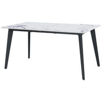 ESSTISCH Weiß rechteckig  ausziehbar  - Schwarz/Weiß, LIFESTYLE, Holzwerkstoff/Metall (180/220/75/100cm) - MID.YOU