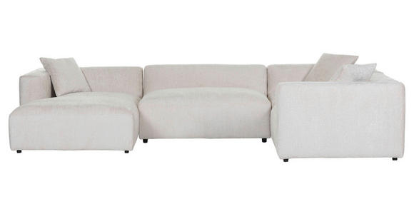WOHNLANDSCHAFT Creme Chenille - Creme/Schwarz, MODERN, Kunststoff/Textil (178/356/225cm) - Carryhome