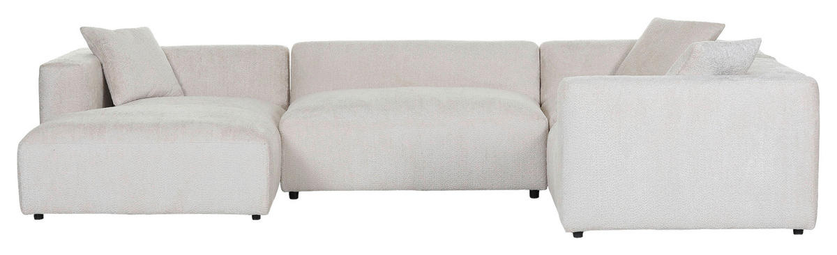 WOHNLANDSCHAFT in Chenille Creme  - Creme/Schwarz, Modern, Kunststoff/Textil (178/356/225cm) - Carryhome