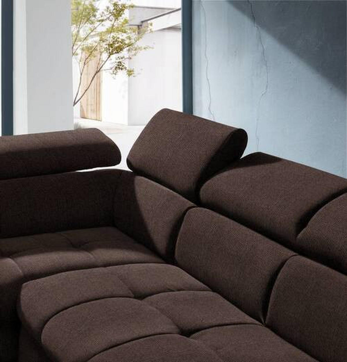 ECKSOFA in Mikrofaser Dunkelbraun  210/279 cm  - Dunkelbraun/Schwarz, Design, Kunststoff/Textil (210/279cm) - Stylife