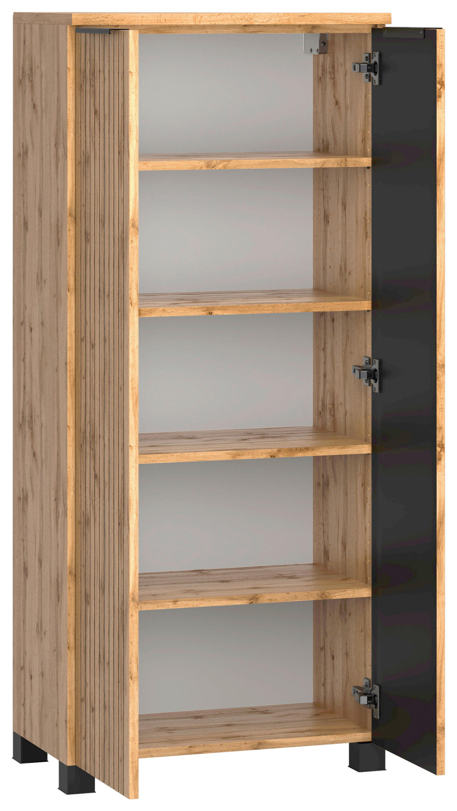 Thumbnail - Held Midischrank, Eiche Wotan, Schwarz, Holzwerkstoff, 60x130x35 cm, stehend, hängend, Badezimmer, Badezimmerschränke, M...