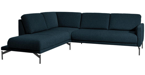 ECKSOFA in Flachgewebe, Struktur Dunkelblau  - Anthrazit/Dunkelblau, Design, Textil/Metall (230/254cm) - Ambiente