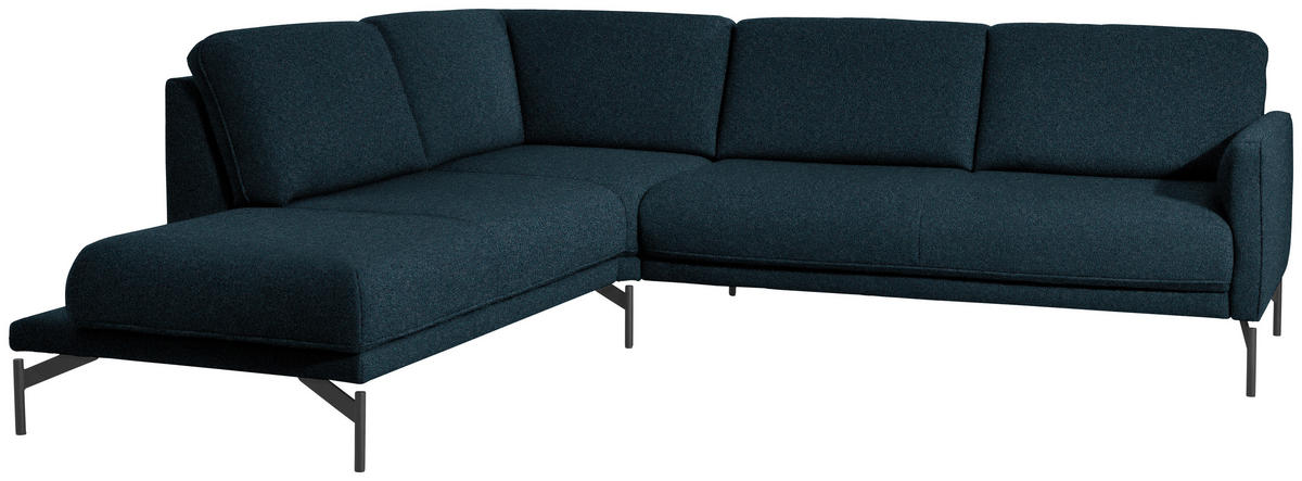 ECKSOFA in Flachgewebe, Struktur Dunkelblau  230/254 cm  - Anthrazit/Dunkelblau, Design, Textil/Metall (230/254cm) - Johann Jakob