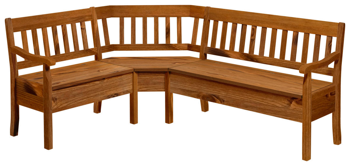 ECKBANK 147/170 cm Bernsteinfarben Kiefer massiv   - Bernsteinfarben, ROMANTIK / LANDHAUS, Holz (147/170cm) - Boxxx