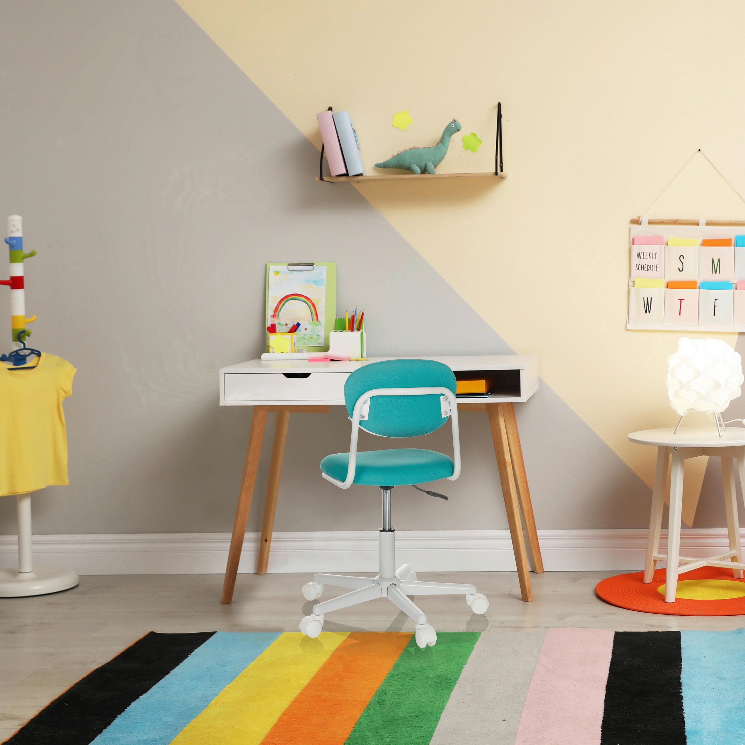 JUGENDDREHSTUHL Türkis  - Türkis/Weiß, Basics, Kunststoff/Textil (60/72-83/60cm) - MID.YOU