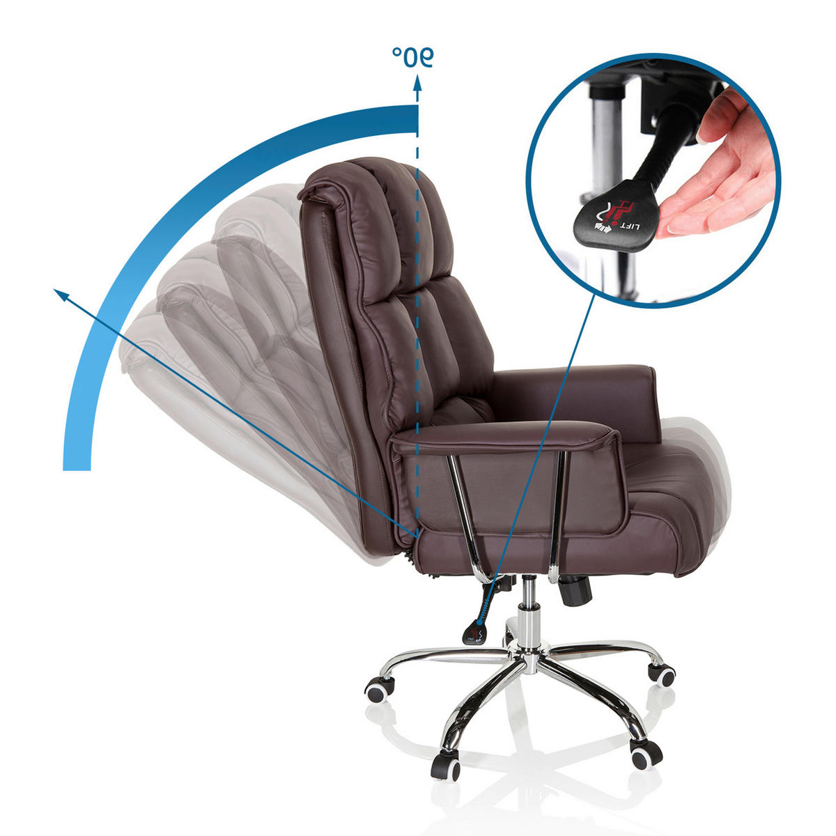 PISARNIŠKI STOL tekstil rjava  - barve kroma/rjava, Moderno, kovina/umetna masa (75/130/64cm) - MID.YOU