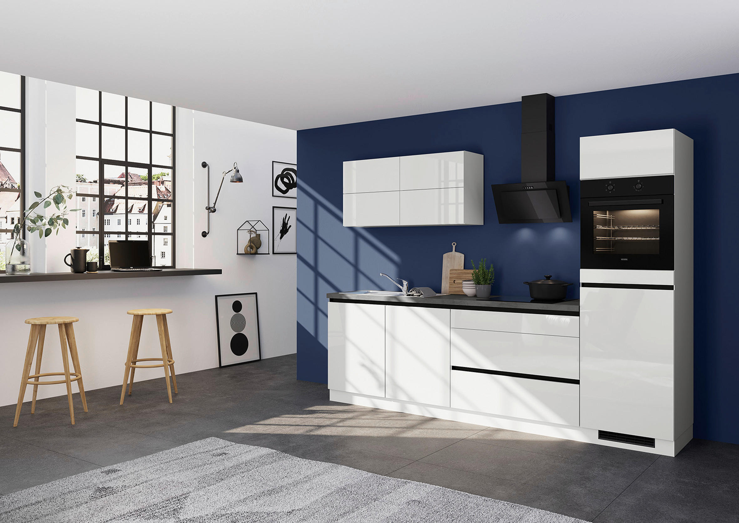 KÜCHENLEERBLOCK 280 cm   in Grau, Dunkelgrau  - Dunkelgrau/Hellgrau, Design, Holzwerkstoff (280cm) - Impuls