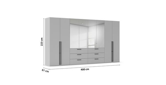 DREHTÜRENSCHRANK 400/223/61 cm,  in Weiß, Weiß Hochglanz, 8-türig  - Chromfarben/Weiß Hochglanz, Basics, Glas/Holzwerkstoff (400/223/61cm) - Novel