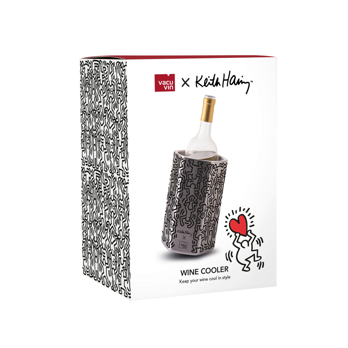 POSUDA ZA HLAĐENJE VINA  1 l  Keith Haring  - boje oplemenjenog čelika/crna, Basics, metal (15/12/21cm) - Vacu Vin