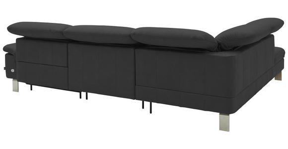 ECKSOFA in Echtleder Grau 233/309 cm - Edelstahlfarben/Grau, Design, Leder/Metall (233/309cm) - Dieter Knoll
