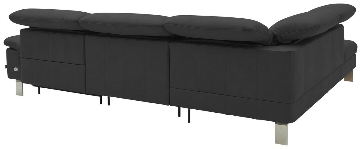 ECKSOFA in Echtleder Grau  233/309 cm  - Edelstahlfarben/Grau, Design, Leder/Metall (233/309cm) - Dieter Knoll