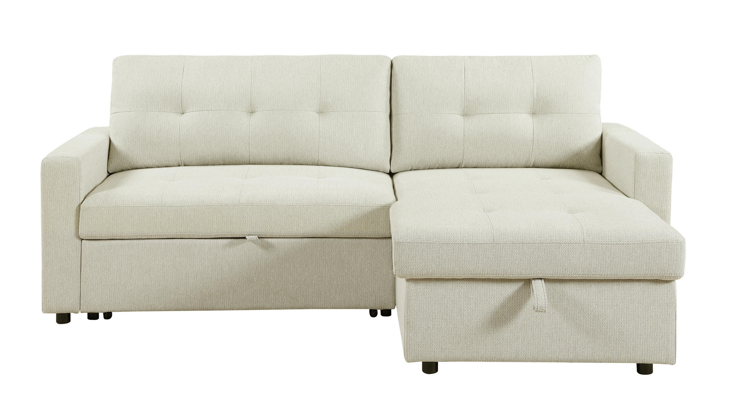 ECKSOFA LYN Beige Leinenoptik  - Beige/Schwarz, Design, Kunststoff/Textil (218/91/85cm) - MID.YOU