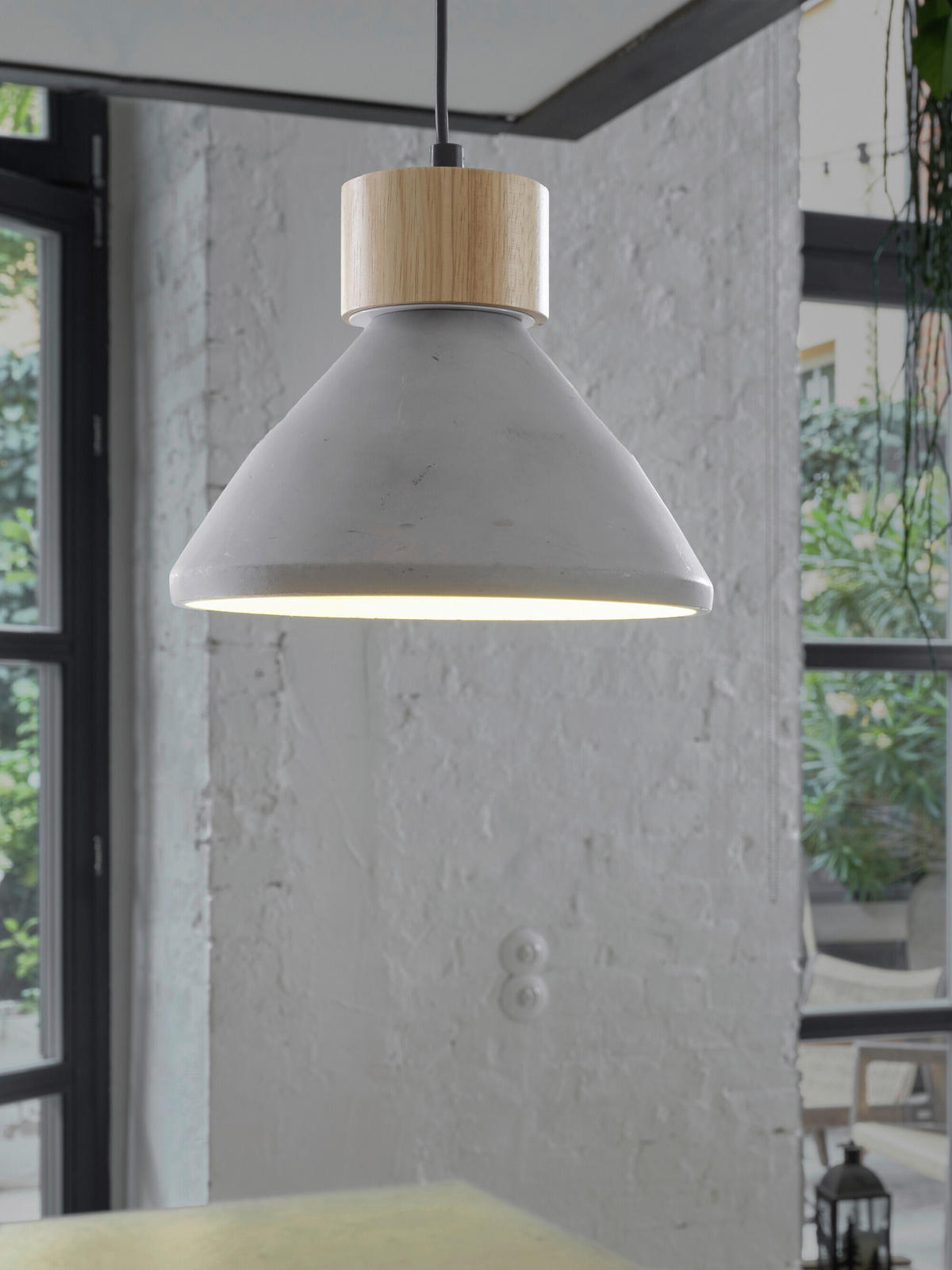 HÄNGELEUCHTE 22/122.5 cm  - Dunkelgrau/Naturfarben, Basics, Holz/Stein (22/122.5cm) - Osram