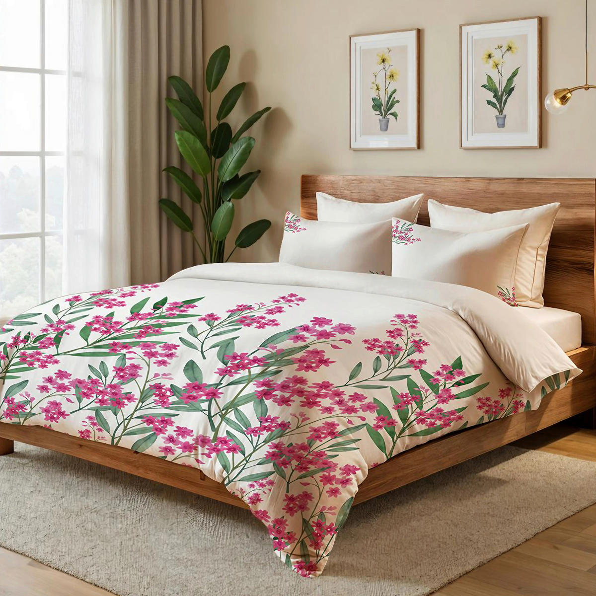 BETTWÄSCHE 155/220 cm  - Pink/Creme, Basics, Textil (155/220cm)