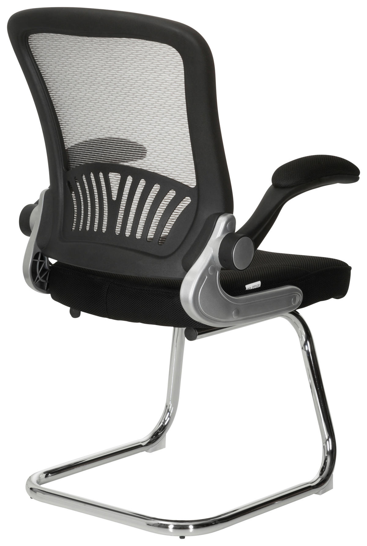 BESUCHERSTUHL  in Netzbespannung, Flachgewebe Grau, Schwarz  - Chromfarben/Schwarz, MODERN, Textil/Metall (64/103/64cm) - MID.YOU