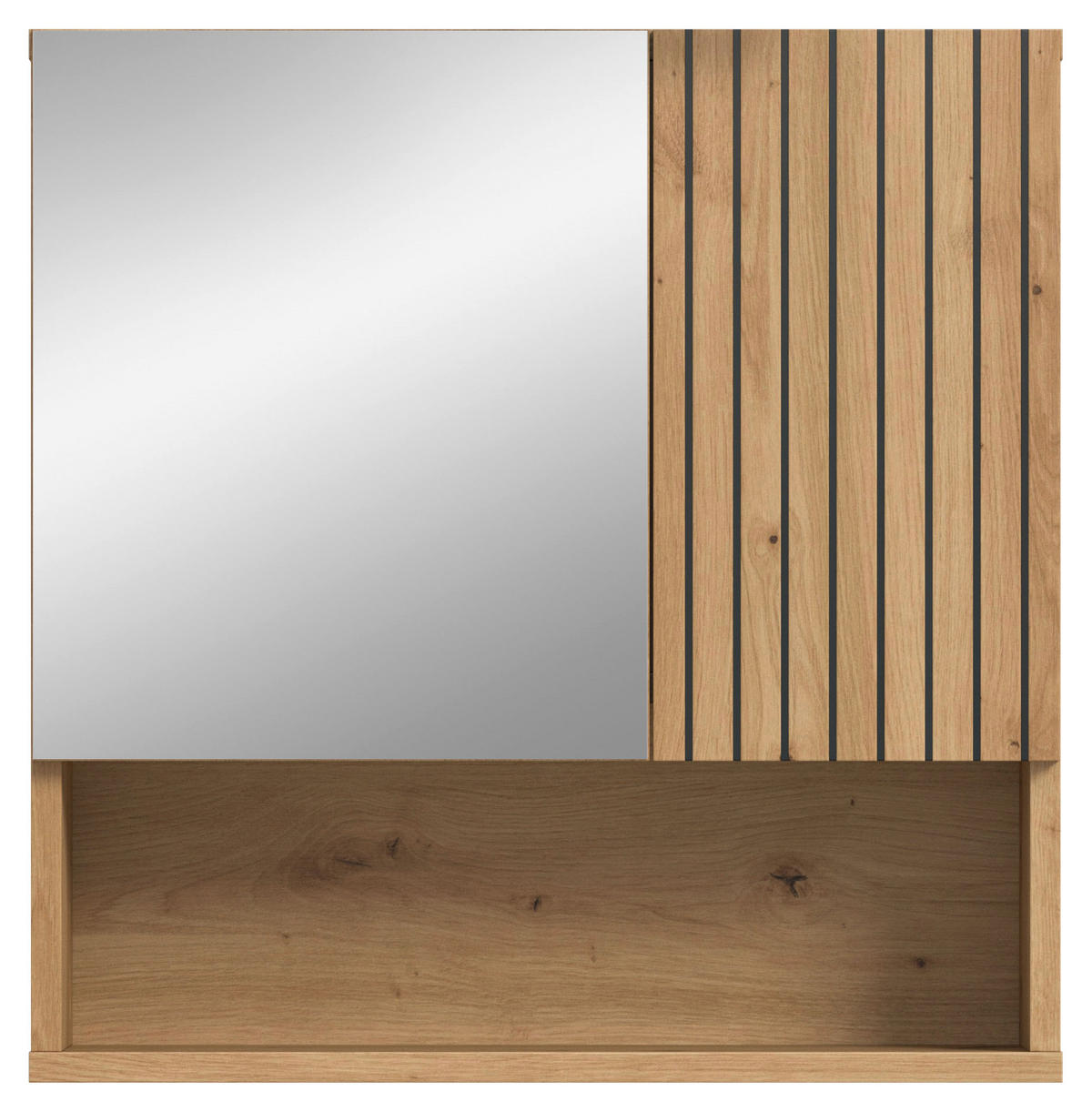 SPIEGELSCHRANK 60/55/17 cm  - Schwarz/Eiche Artisan, Basics, Holzwerkstoff/Kunststoff (60/55/17cm) - MID.YOU