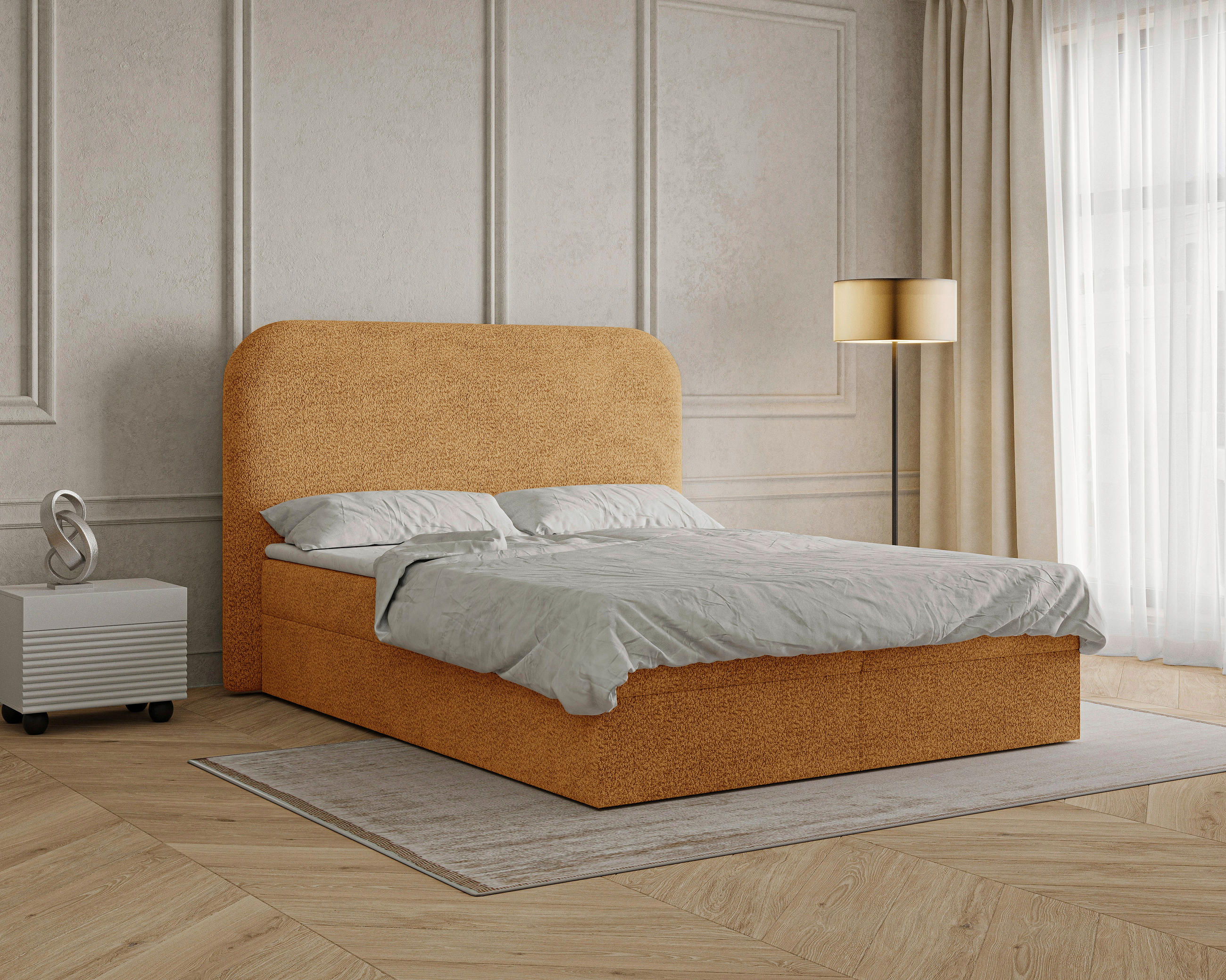BOXBETT 180/200 cm,  in Rostfarben, Bettkasten, Topper, H2 + H3 = mittel + fest  - Rostfarben/Schwarz, MODERN, Holz/Kunststoff (180/200cm) - MID.YOU