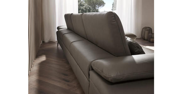 ECKSOFA Graubraun Echtleder  - Chromfarben/Graubraun, Design, Leder/Metall (325/157cm) - Dieter Knoll