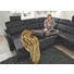WOHNLANDSCHAFT Echtleder - Anthrazit/Alufarben, KONVENTIONELL, Leder/Metall (269/273cm) - Beldomo Premium