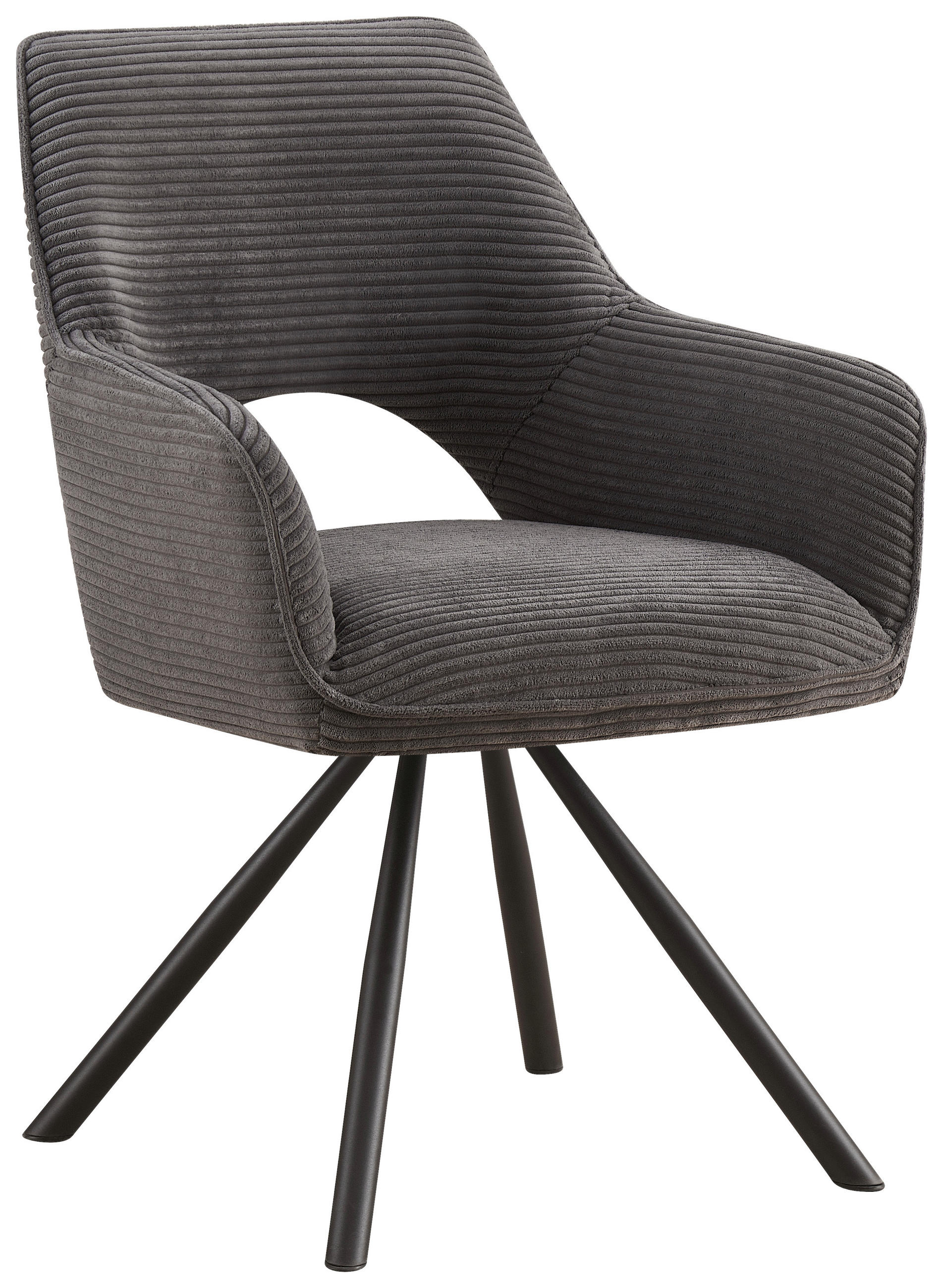 ARMLEHNSTUHL  in Eisen Cord  - Dunkelgrau/Schwarz, Design, Textil/Metall (60/85/63cm) - Hom`in